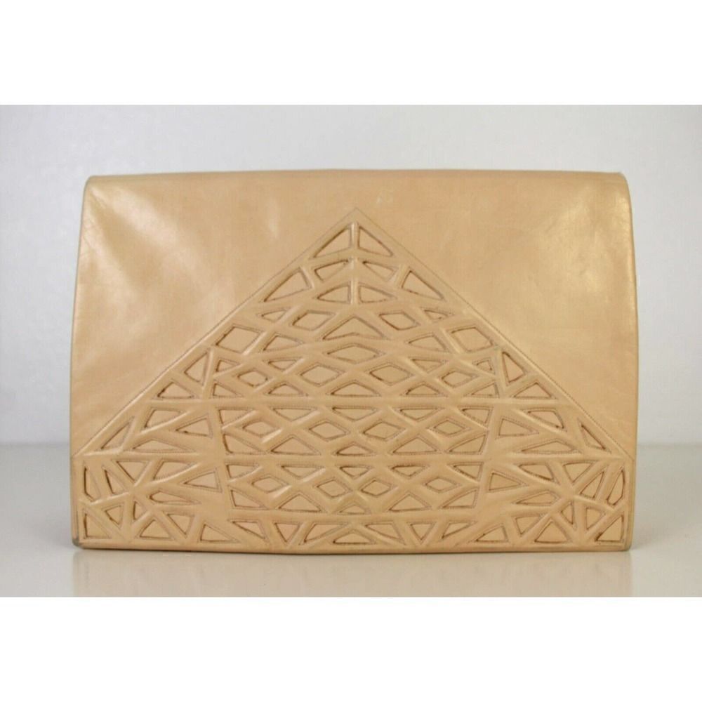 VTG ANDREA PFISTER ITALY CREAM BLUSH GENUINE LEATHER SHOULDER BAG XBODY PURSE - Picture 3 of 12
